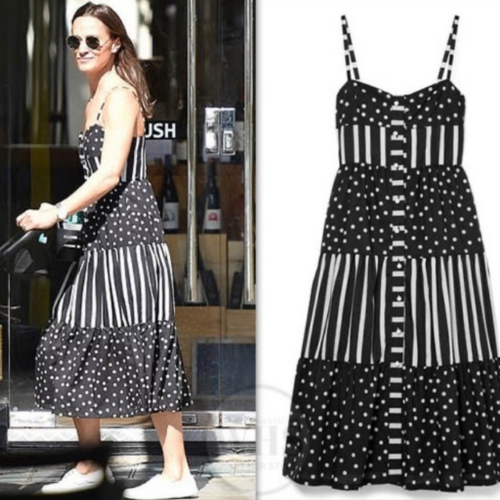 Solid & Striped Tiered Polka Dot and Striped Midi dress ASO Pippa Middleton